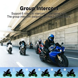 Motorcycle Helmet Bluetooth Headset M2S, Motorbike Helmet Intercom for 2-6 Riders Group Communication, Waterproof IP67,Wake up Siri,FM Radio, Music Sharing & Universal 3rd Party Pairing