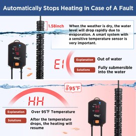 hygger Aquarium Arowana Heater,800W Removable Shell Submersible Fish Tank Heater with LED Digital Display,800W for 80-220 Gallon Medium and Large Freshwater and Saltwater Fish Tank
