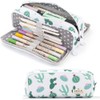 Pencil Case Large Capacity 3 Compartments Pen Holder Cosmetic Bag