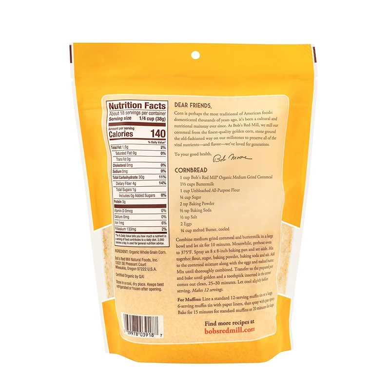 Bob's Red Mill Organic Medium Grind Cornmeal, 24 OZ