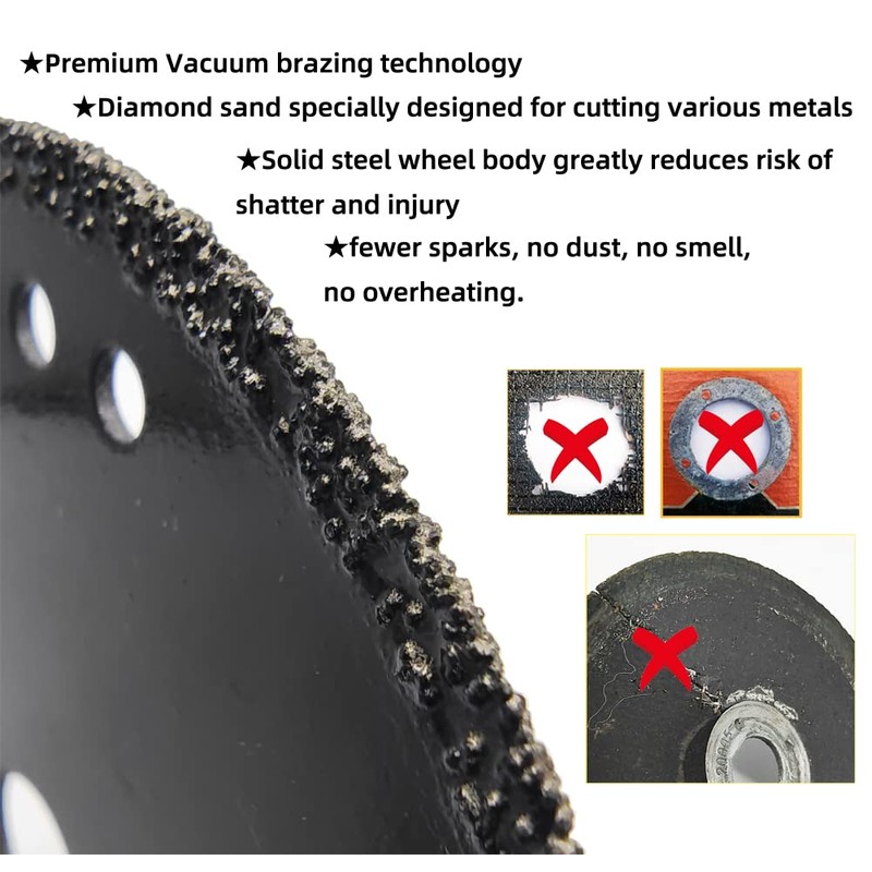 3Pack 4.5" Diamond Metal Cutting Cut Off Wheels for 5000+