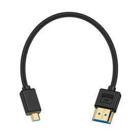 Maxhood Ultra Thin Short Micro HDMI to HDMI Cable 0.3M, Soft Slim 8K HDMI to Micro HDMI Cable High Speed 48Gbps Micro HDMI 2.1 Cable Compatible for Raspberry Pi 5 4, Hero 9/8/7