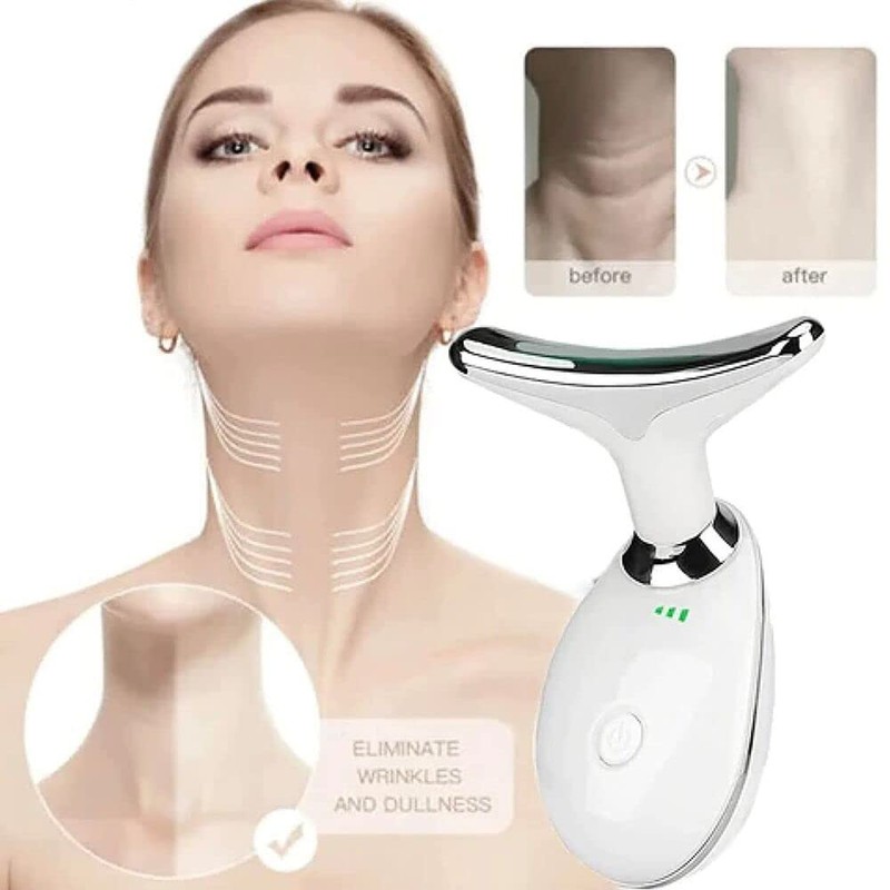Micro-Glow Portable Handset,Neck Face Firming Wrinkle Removal Tool (White)