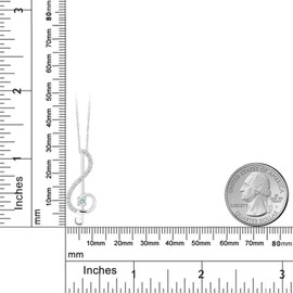 Gem Stone King 925 Sterling Silver Round White Zirconia Treble Clef Pendant Necklace Music Note Jewelry Gift For Women By Keren Hanan