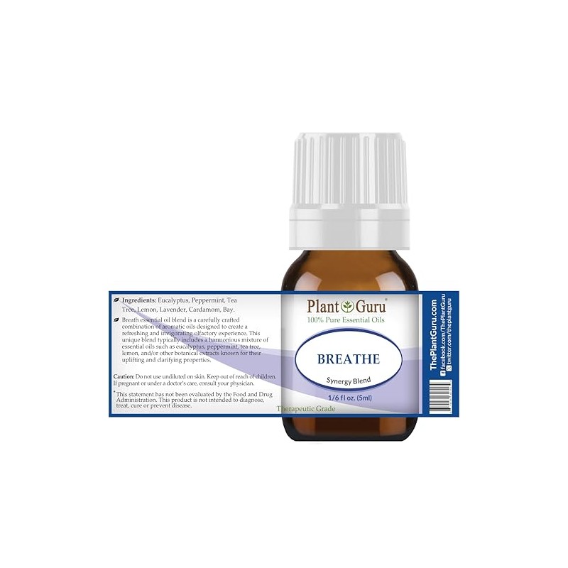 Breathe Essential Oil Blend 5ml Respiratory 100% Pure Therapeutic Grade.