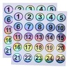 Mini Skater Laser Consecutive Number Stickers 1 to 25 Waterproof