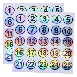 Mini Skater Laser Consecutive Number Stickers 1 to 25 Waterproof Round Number Labels Inventory Stickers 0.78 Inch Self Adhesive Number Decals for Classroom Office Indoor Storage Boxes (Black)