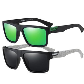 HGDGears Vintage Sunglasses, Men and Women Polarised Sunglasses, Driving, Cycling, Fishing, Travel Anti-UV Sunglasses, B02-green+black/grey