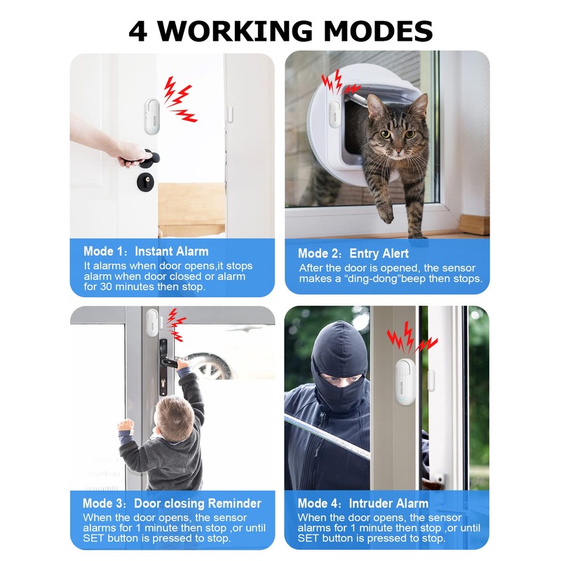 DAYTECH Door Alarm Sensor Volume Adjustable Door Open Sensor Chime