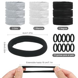 9 Piezas Bandas para el Cabello Deportivas, Diademas Deportiva Mujer y Hombre, Absorbe el Sudor, Antideslizante, para Yoga, Fitness, Ciclismo y Viajes