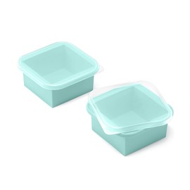 KEVJES 2-Cup Silicone Freezer Trays with Lids – Perfect for Meal Prep, Portion Control, and Easy Freezing-Meal Prep Container Molds for Soup,Leftovers (Bondi Mint, 2 Pack)