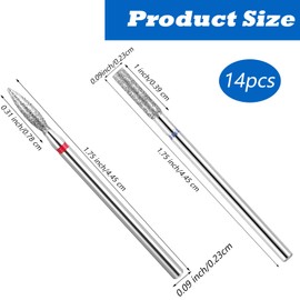 Qianyu 14 PCS Cuticle Drill Bit Diamond Nail Drill Bits Flame and Barrel Shape Electric Nail File Professional Nails Salon Tools Cleaning Polishing Kit for Manicure Pedicure
