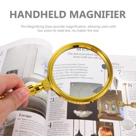 HOMSFOU gold plated magnifying glass mira royal detective reading magnifier glass portable magnifying glass hand lens kids toys magnifying glass for reading gift Metal Zinc alloy child