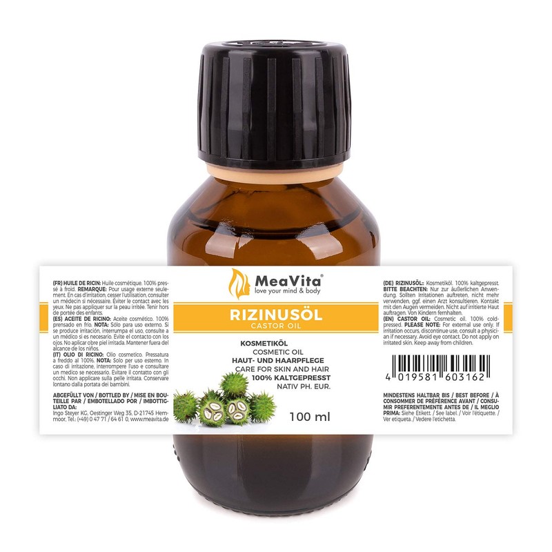 VitaFeel Rizinusöl - 100% reines kaltgepresstes Öl, nativ Ph. Eur,