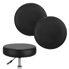 M METERXITY 2-Pack Bar Stool Covers Round, for 12-14 Inch Chair Waterproof PU Seat Covers with Elastic Bands for Bar Stool/Round Cushion [Black]