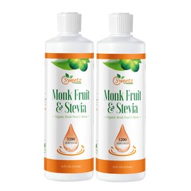 Monk Fruit & Stevia Liquid Sweetener Drops - Natural Sweeteners & Sugar Alternatives - Delicious Blend with No Bitter Aftertaste-Concentrated Sweetener Liquid Drops Extract – 16 Fl oz (2 packs)