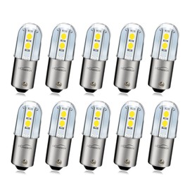 Ruiandsion BA9S LED Bulb 120V AC/DC Miniature Bayonet 9mm BA9s Base 3030 4SMD LED Replacement Bulb for Indicator Pilot Lights,White (Pack of 10)