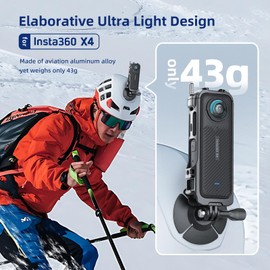 Honlyn Metal Frame Cage for Insta 360 X4 Screen Protector- Aluminum Case for Insta 360 X4 Accessories, Housing Shell Cover with Tempered Glass, Silicone Lens Guard Cap