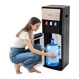 Bottom Loading Water Cooler Dispenser, 500W Hot and Cold Standing Water Dispenser, 3 Temperature Settings for Home Office Apartm Living Room (Silver Grey)