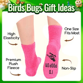 HAPPYPOP Funny Fuzzy Socks for Women - Bird Lover Gifts for Female, Bird Watching Gifts