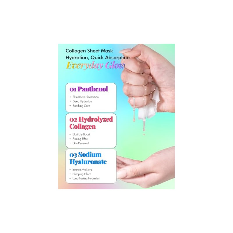 DERMAL Collagen Essence Full Face Facial Mask Sheet (39 Combo