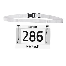 Karteo Race Number Strap [Pack of 1] Running Belt White Running Belt Number Belt Elastic Start Number Belt with Sliding Cord Loops Start Number Strap
