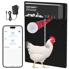 HARTOMPET Automatic Chicken Coop Door – App Programmable, Solar/Battery/Plug-in Powered, Anti-Pinch Motion Sensor, Resistance Detection, Weatherproof Aluminum Electric Door, 1-Year Warranty