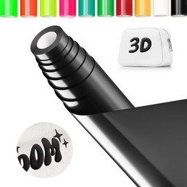 IROHTV Black Puff Vinyl Heat Transfer, 10" x 6ft 3D Puff HTV Vinyl Heat Transfer for Cricut, Puffy Vinyl Iron on for T Shirts, Foaming HTV Roll for Heat Press