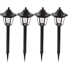 LAUREL CANYON 4 Pack Solar Pathway Lights, LED Bulbs Solar Walkway Lights Auto On/Off, Outdoor Landscape Lights for Garden, Lawn, Path, Yard Black