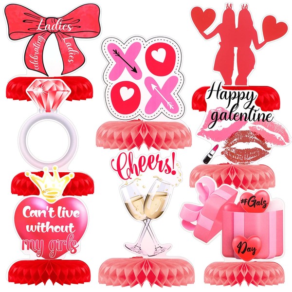 Hungdao 8 Pcs Galentine's Day Decorations Galentines Honeycomb Centerpieces Galentine