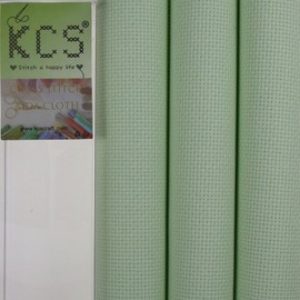 KCS 3 pc of 15" x 18"(38cmx45cm) Counted Cross Stitch Cotton Aida Cloth Needlework Rolled Fabric Box,16CT,Light Green