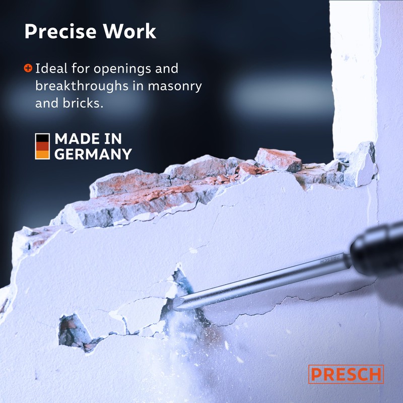 Presch SDS-Plus Pointed Chisel - Extremely Robust, Durable tip -