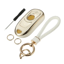 VekAuto Key Fob Cover Kit Compatible for Buick Envision 2014-2019, 4 Button Soft TPU White Remote Keyless Smart Key Fob Case Protection Shell with Keychain