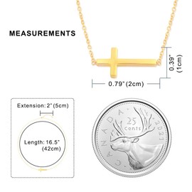 Horizontal Cross Necklace | Cute Tiny Sideways Cross Pendant (Yellow Gold)