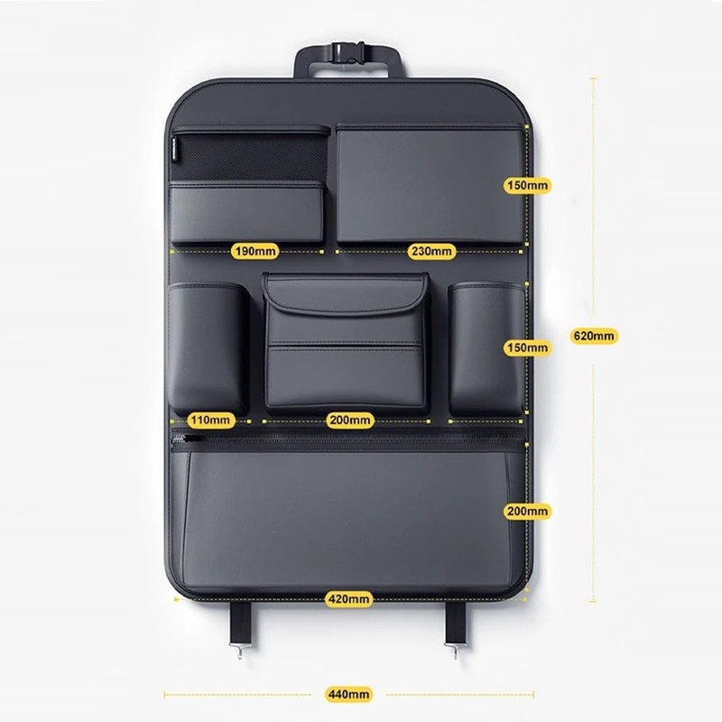 Leather Car Backseat Organizer, Rear Seat Storage Pocket, Car Seat