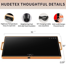 Warming Mat for Food (XXL32 x18), Warming Trays for Buffets Party and Daily Use, Temperature Control Food Warmer, Full Surface Tempered Glass Top Heating Food Warming Mat, Black Electric Warming Tray