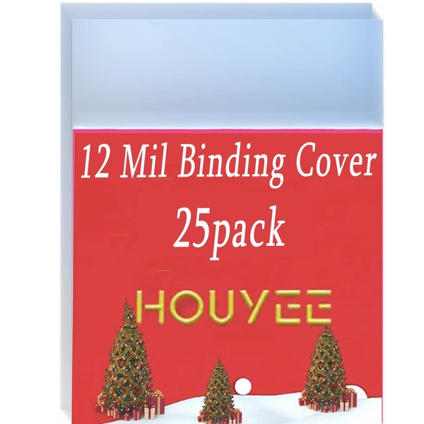 HOUYEE 25 Pack 12 Mil PVC Binding Presentation Covers,Clear Report