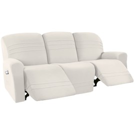H.VERSAILTEX 5-Pieces Recliner Sofa Covers Stretch Reclining Couch Covers for 3 Cushion Reclining Sofa Slipcovers Furniture Covers Form Fit Customized Style Thick Soft, Ivory