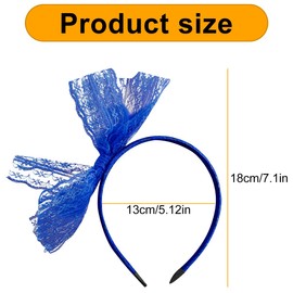 Thyonta Lace Ribbon Hairband American Wide Edge 1980s Cosplay Hair Bands Vintage Headbands for Women, Girls, Parties, Festivals, Everyday Decoration（Blue）
