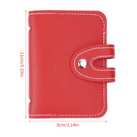 Wisebom Credit Card Holders for Men Women Soft PU Leather Compact Credit Debit Card Holder Wallet ID Card Organiser Business Card Case Purse with 24 Durable Plastic Insert Sleeves (Red)