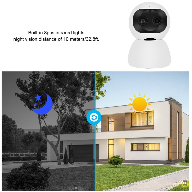 1080P Wifi PTZ Camera Dual Lens Motion Detection 2‑Way Audio
