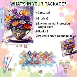 Arttoplus Flowers Paint by Numbers Kit for Adults- Flowers Paint by Number Adult, Floral Acrylic Painting by Numbers for Gift Home Wall Decor(16x20Inch)