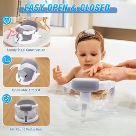 Mostop Baby Bath Seat for Babies 6 Months & Up - Non-Slip Infant Bathtub Chair with Suction Cups - Sit Up Bath Seat for Baby Toddlers - Toddler Bath Seat with 3 Spinner Toys, Easy to Clean