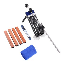 Professional Kitchen Knife Sharpener System Kit, Stainless Steel Kitchen Knives Sharpen Tool Fix-Angle With 4 Whetstones (180＃，400＃，800＃，1500＃)