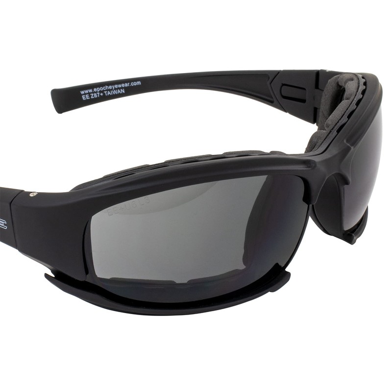 Epoch Lacrosse Hybrid Motorcycle Sunglasses Black Frames Smoke Lens ANSI