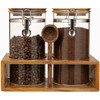 Yangbaga Glass Coffee Container with Wooden Shelf,2×45OZ Coffee and Sugar
