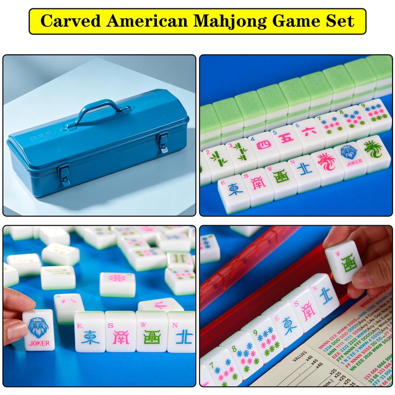 YINIUREN Mahjong Tile Set Green 166 American Mahjong Tile Set