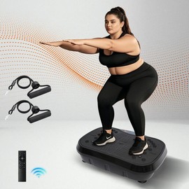 Vibration Plate Exercise Machine, Whole Body Workout, Fat Shaker & Lymphatic Drainage, Bluetooth, LED, Includes Manual Cord Drawstring, Walking Pad - Specification: Maximum load: 220 lbs-Black