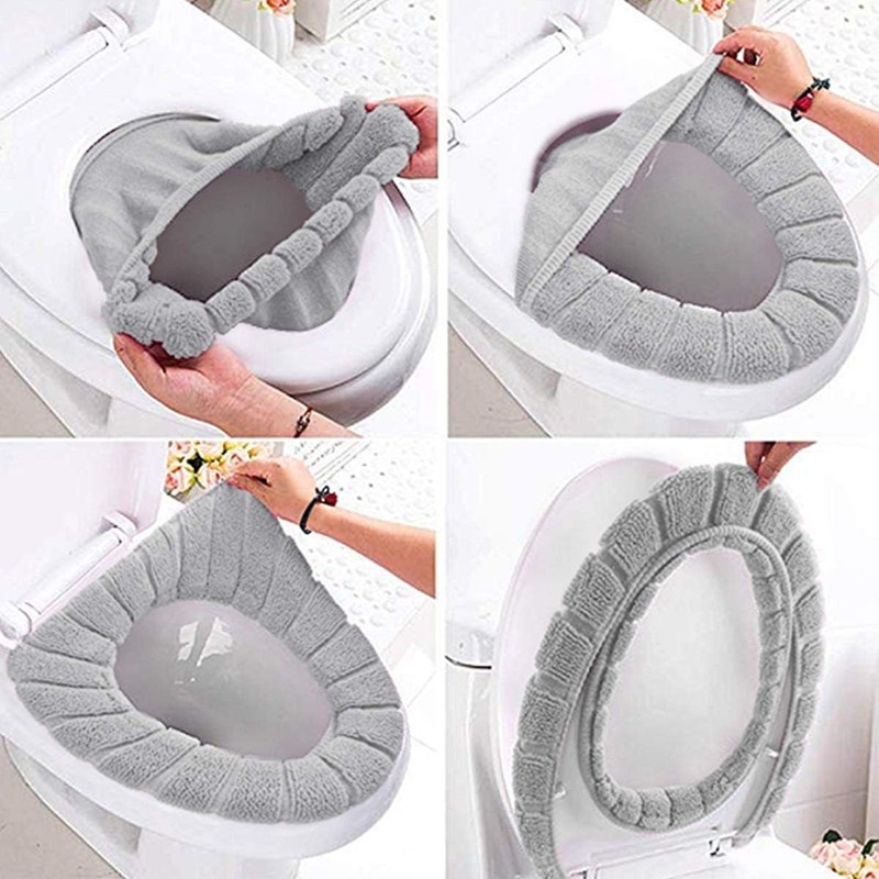 Guojanfon Bathroom Soft Thicker Warmer Stretchable Washable Cloth Toilet Seat