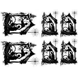 Captive Decals Christmas Nativity 6 pcs 2-3/8" to 3-1/4" Black Fused Glass Decals